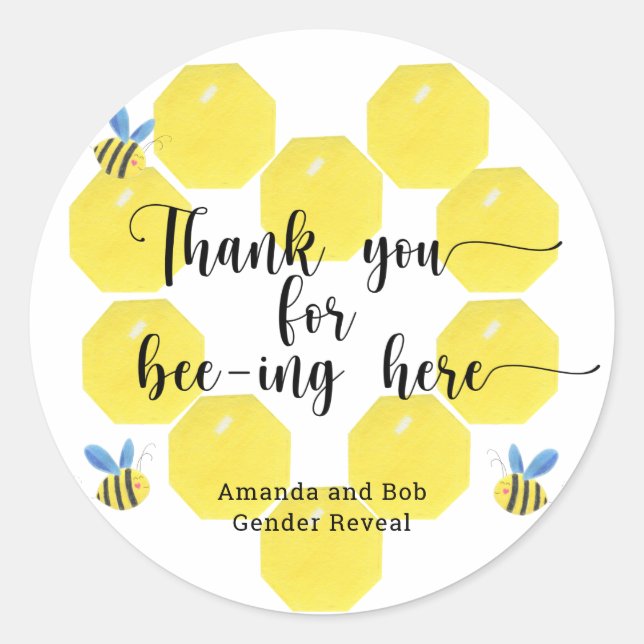 Bee thank you for beeing here classic round sticker (Front)