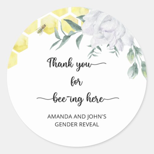 Bee thank you for beeing here  classic round sticker