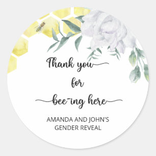 Bee thank you for beeing here classic round sticker