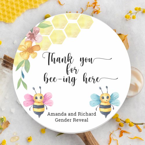 Bee thank you for beeing here classic round sticker