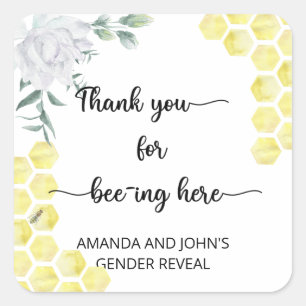Bee thank you for beeing here square sticker