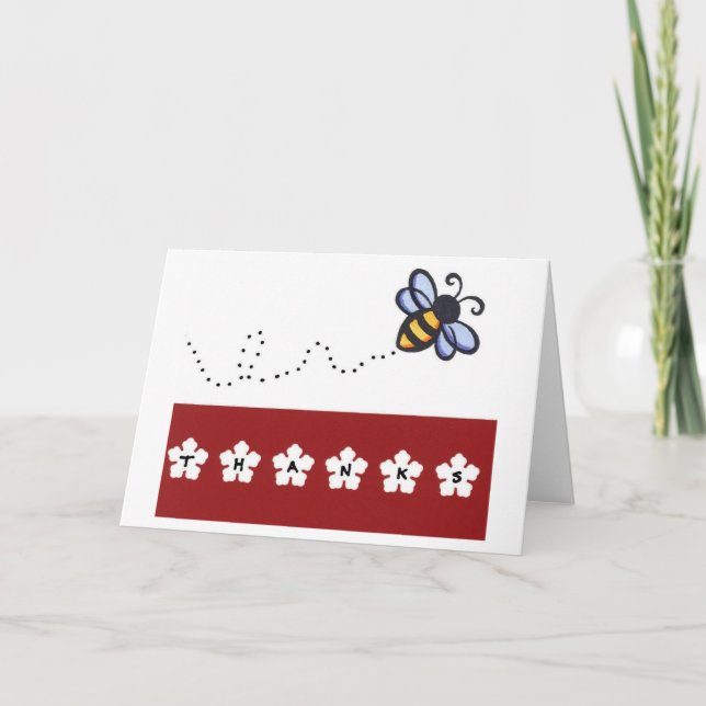 Bee Thankful Letterpress Thank You Card (Front)