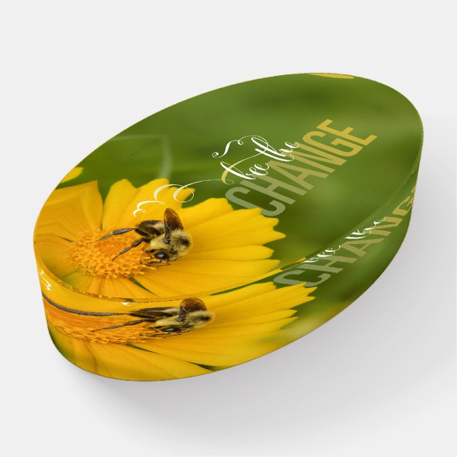 Bee the Change Paperweight (Angled)