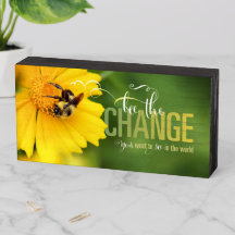 Bee the Change Wood Box Sign