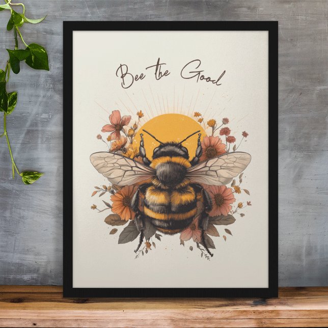 Bee the Good Positive Affirmation Retro Floral  Poster (Creator Uploaded)