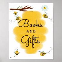 Bee Theme Baby Shower Books and Gifts Sign