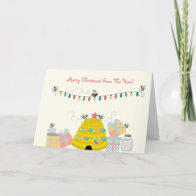 Bee Theme Christmas Holiday Card (Front)