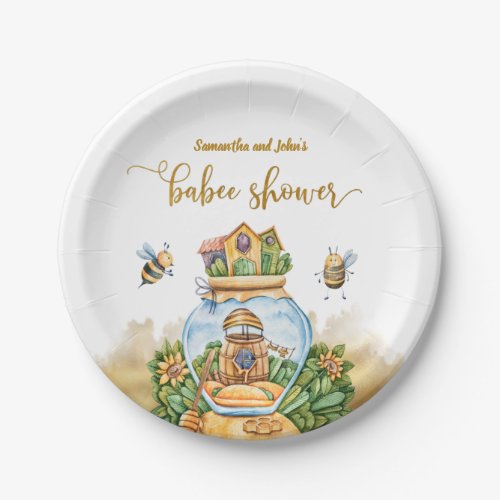 Bee Theme Gender Neutral Baby Shower Paper Plates