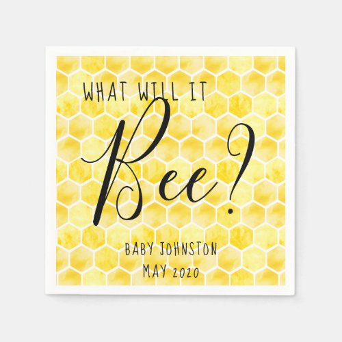 Bee Theme Gender Reveal Yellow and Black unique Napkins