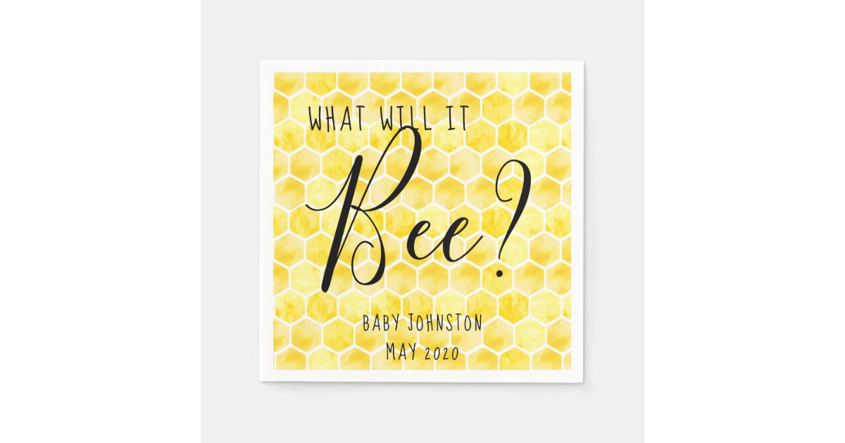 Bee Theme Gender Reveal Yellow And Black Unique Napkins Zazzle Com