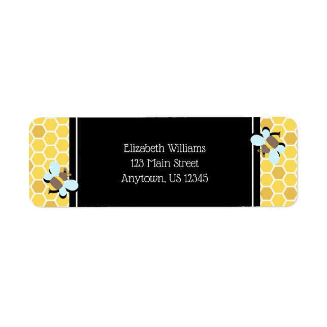 Bee Theme Honeycomb Return Address Label (Front)