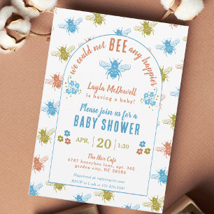 Bee Theme Stamp Pattern Baby Shower Invitation