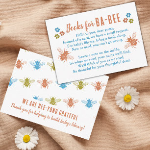 Bee Theme Stamp Pattern Books for Baby Request Enclosure Card
