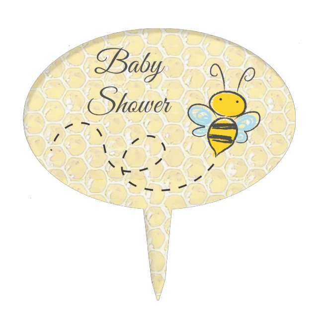 Bee themed Baby Shower Cupcake Topper (Front)