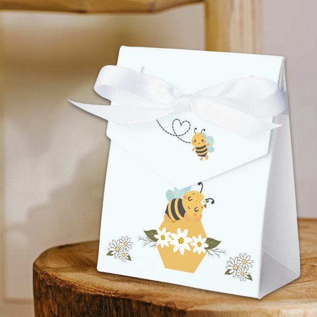 Bee Themed Baby Shower Favor Box (Cute Bee Themed Baby Shower Favor Boxes with  whimsical bee, honeycomb, and daisy design. )