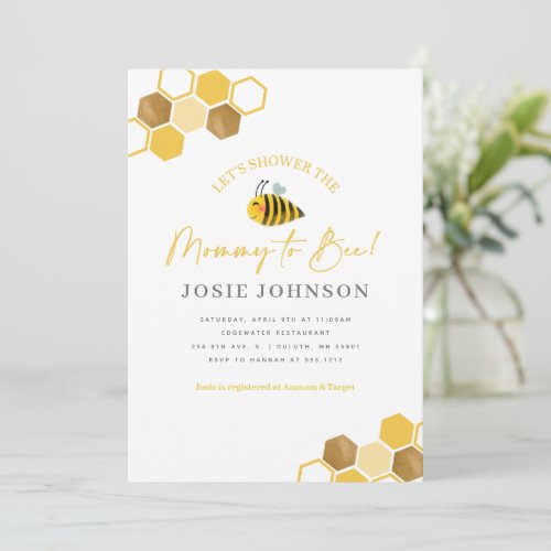 Bee Themed Baby Shower Invitation