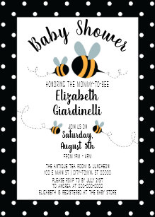 Bee Themed Baby Shower Invitations Zazzle Bee Themed Baby Shower Invitations Polka Dots