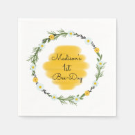 Bee Themed Birthday Party Napkins | Bee-Day