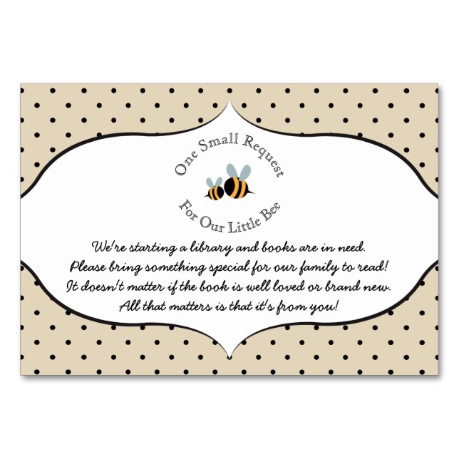 Bee themed - Book Request Baby Shower Card (Front)
