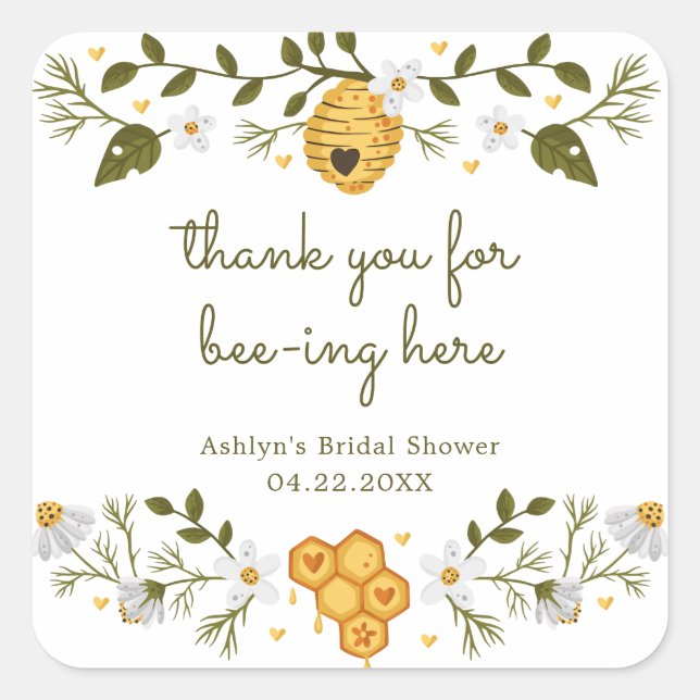 Bee Themed Bridal Shower Sticker (Front)