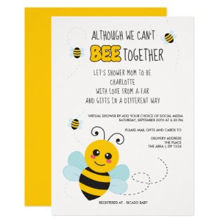 Bee Themed  Cant Be Together Baby Shower by Mail Invitation