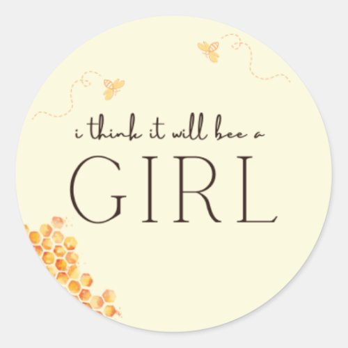 Bee Themed Gender Reveal Party Sticker GIRL