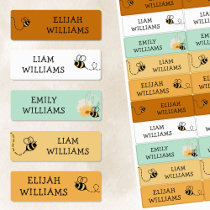 Bee Themed Honey and Green Kids Waterproof Kids' Labels