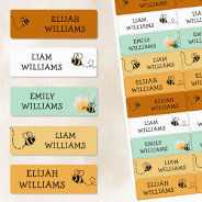 Bee Themed Honey And Green Kids Waterproof Kids' Labels at Zazzle