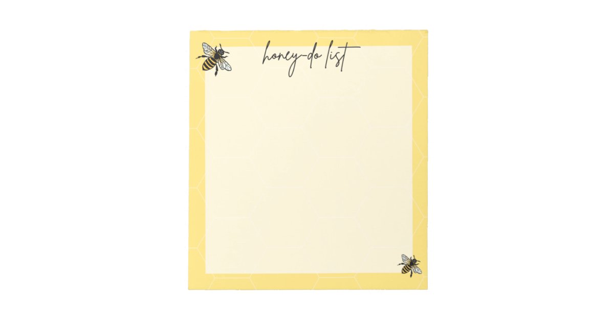 Bee Themed Honey Do To Do List Notepad Zazzle
