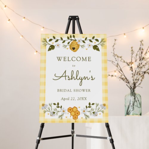 Bee Themed Plaid Bridal Shower Welcome Sign