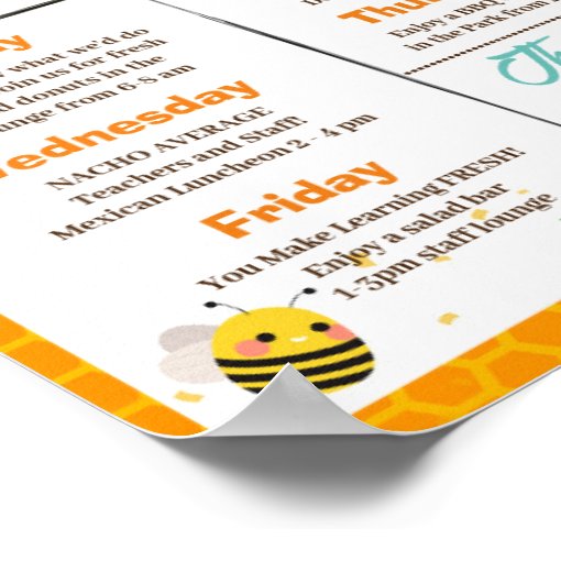 Bee themed Teacher Appreciation Week template Poster Zazzle