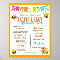 Bee themed Teacher Appreciation Week template