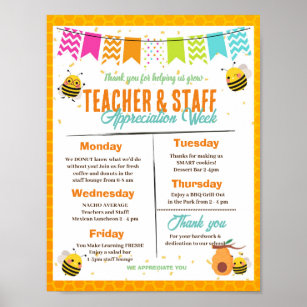 Bee themed Teacher Appreciation Week template Poster