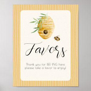Bee Themed Watercolor Bumblebee Favor Table Sign
