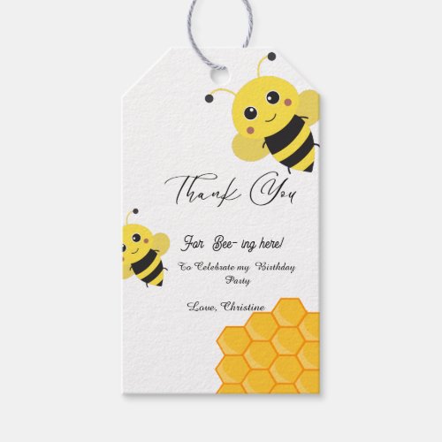 Bee themes birthday party thank you gift tags