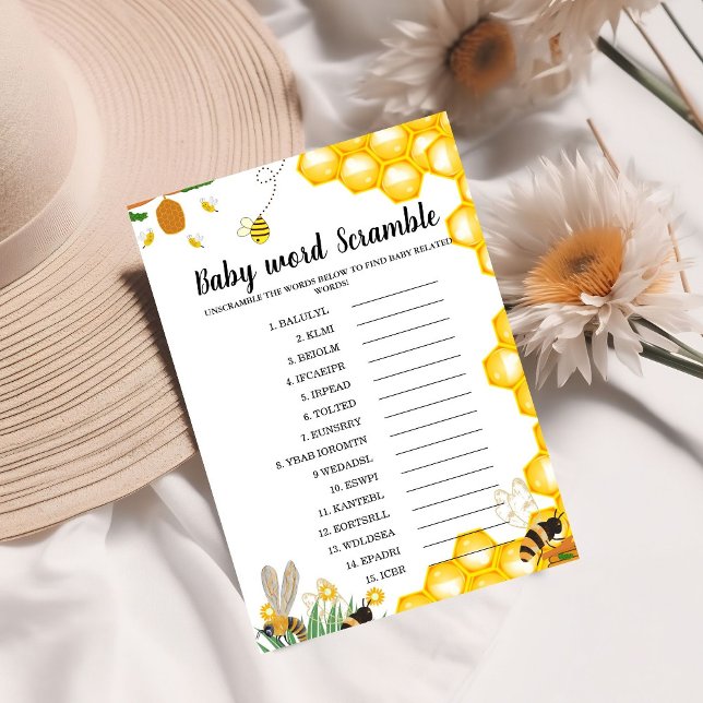 Bee themes word scramble baby shower game (Creator Uploaded)