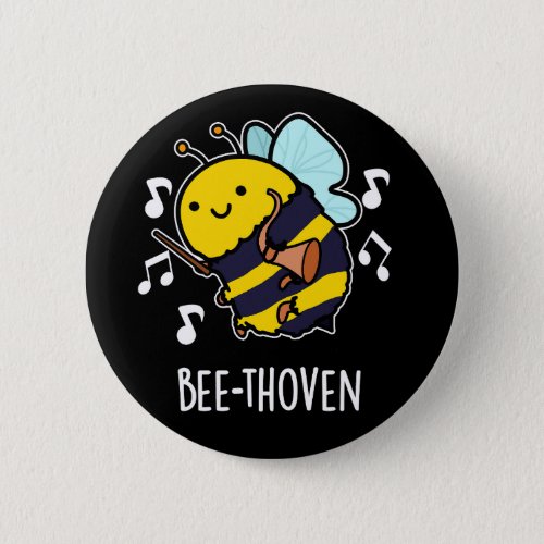 Bee_thoven Funny Music Bee Pun Dark BG Button
