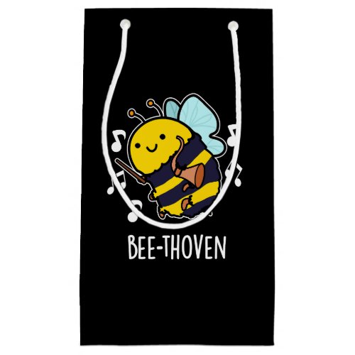 Bee_thoven Funny Music Bee Pun Dark BG Small Gift Bag