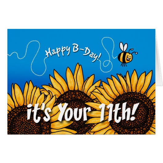 bee trail sunflower - 11 years old cards (Front Horizontal)