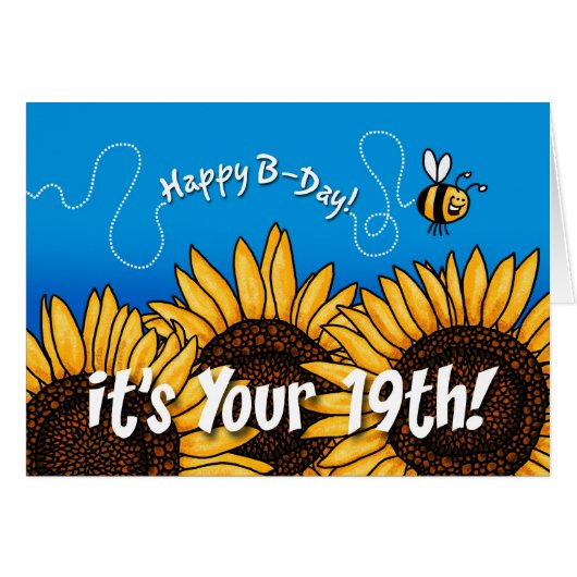 bee trail sunflower - 19 years old cards (Front Horizontal)