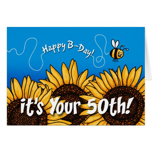 bee trail sunflower - 50 years old cards (Front Horizontal)