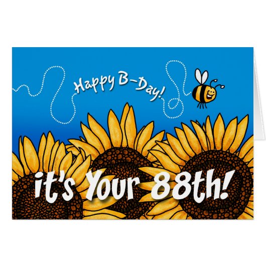 bee trail sunflower - 88 years old cards (Front Horizontal)