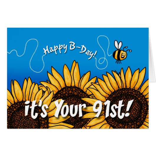 bee trail sunflower - 91 years old cards (Front Horizontal)