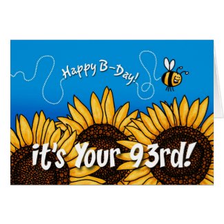 bee trail sunflower - 93 years old card