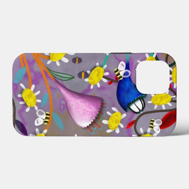 Bee tulips purple daisies yellow move bee position Case-Mate iPhone case (Back (Horizontal))