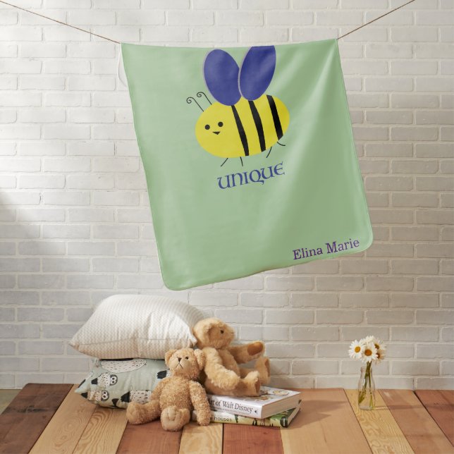 Bee Unique green/purple Baby Blanket (In Situ)