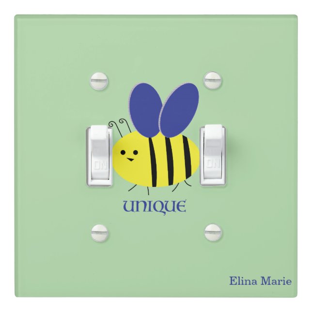 Bee unique green/purple light switch cover (In Situ)