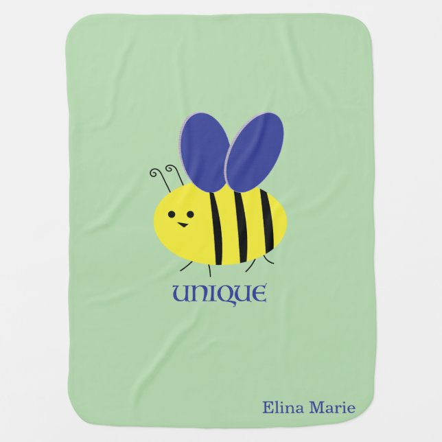 Bee unique purple/green baby blanket (Front)