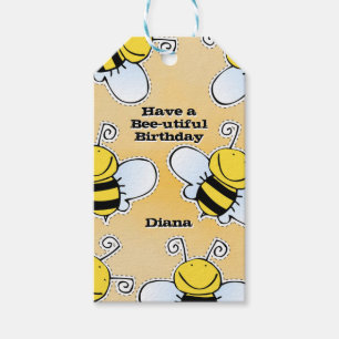 Bee-utiful Birthday Honey Bee Name Gift Tags
