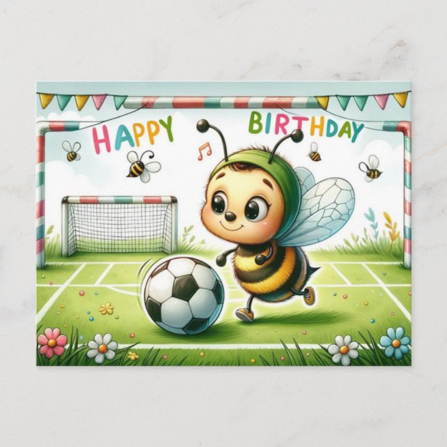 Bee-utiful Birthday Soccer Card - Cute  (Front)